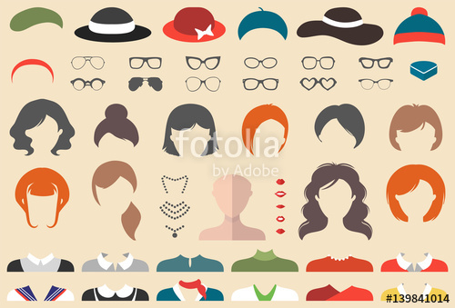 500x339 Big Vector Set Of Dress Up Constructor With Different Woman
