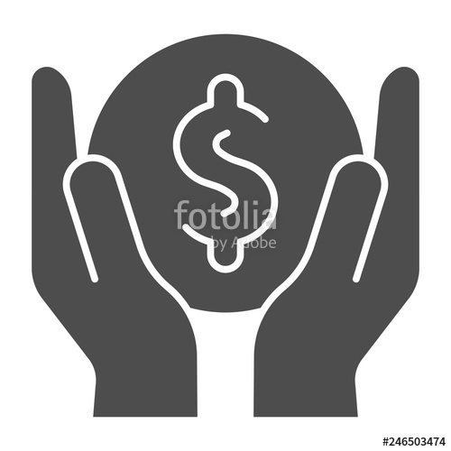 500x500 Money In Hands Solid Icon Earnings Vector Illustration Isolated