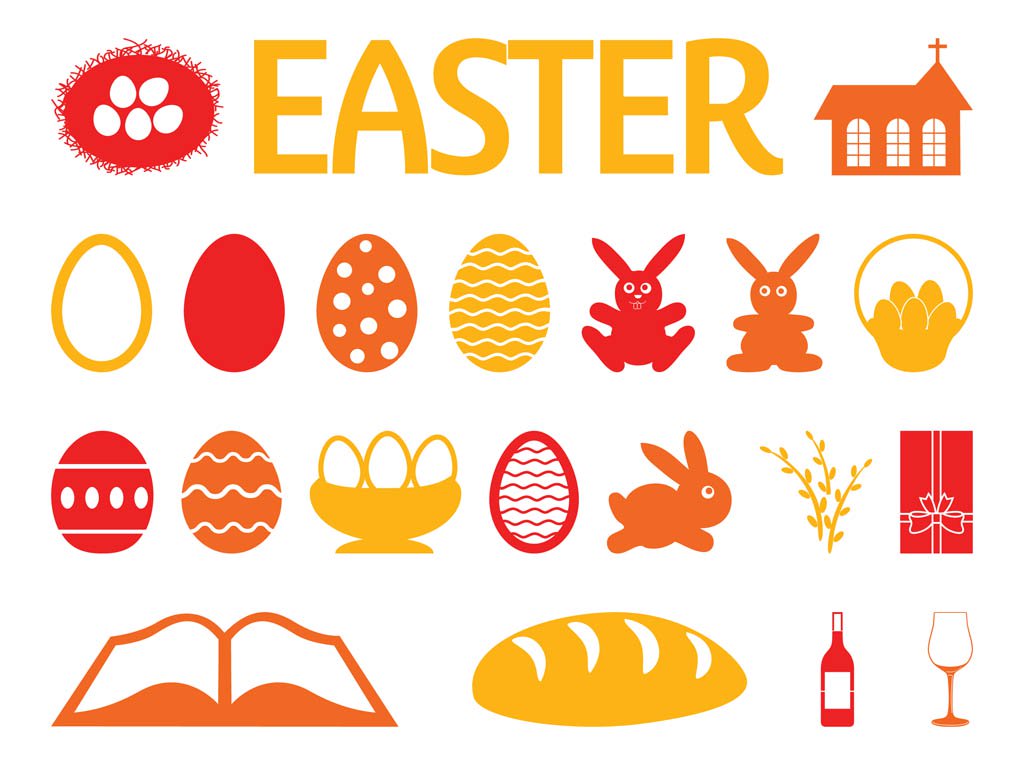 1024x765 Easter Icon Set Vector Art Graphics