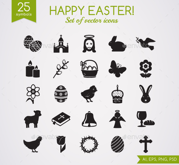 590x543 Easter Icons Graphics, Designs Templates From Graphicriver