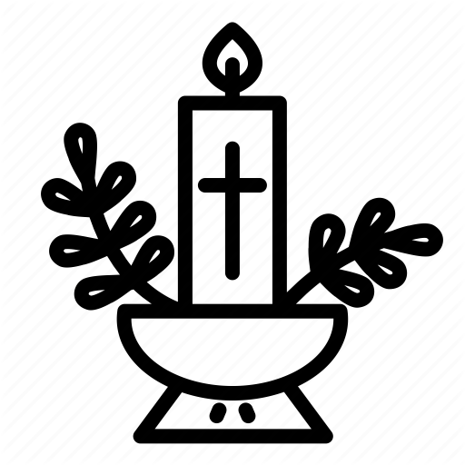 512x512 Candle, Easter, Easter Ceremony, Eucharist, Flame, Leaves Icon