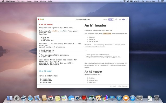 640x400 Markdrop A New Minimalistic Markdown Editor For The Mac Cult Of Mac
