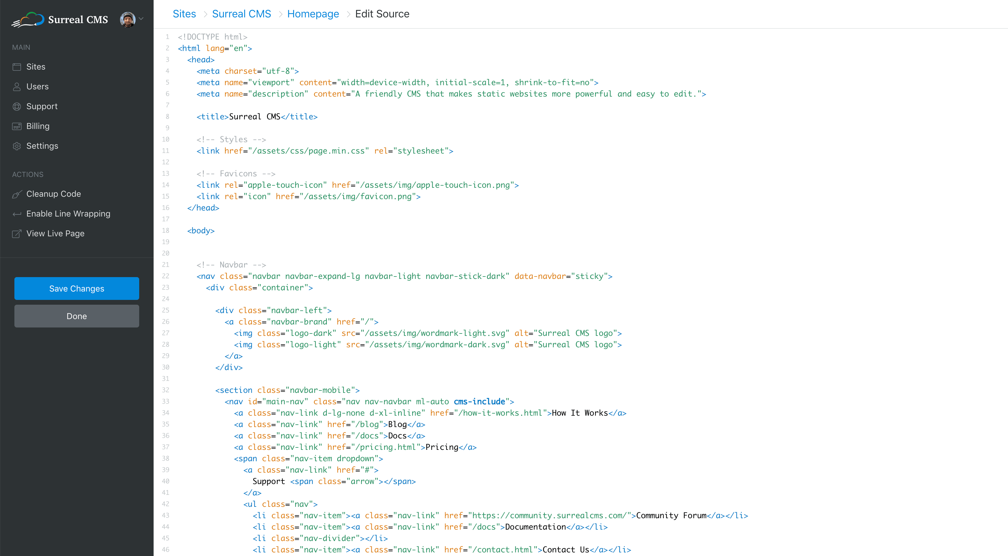 3360x1854 Source Editor Surreal Cms