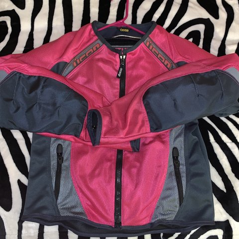 480x480 Icon Pink Grey Motorcycle Jacket With Elbow Pads Mint Sm