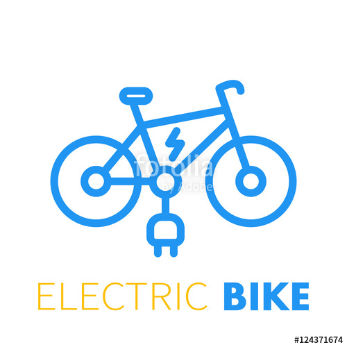 500x500 Electric Bike Line Icon, E Bike On White Stock Image And Royalty