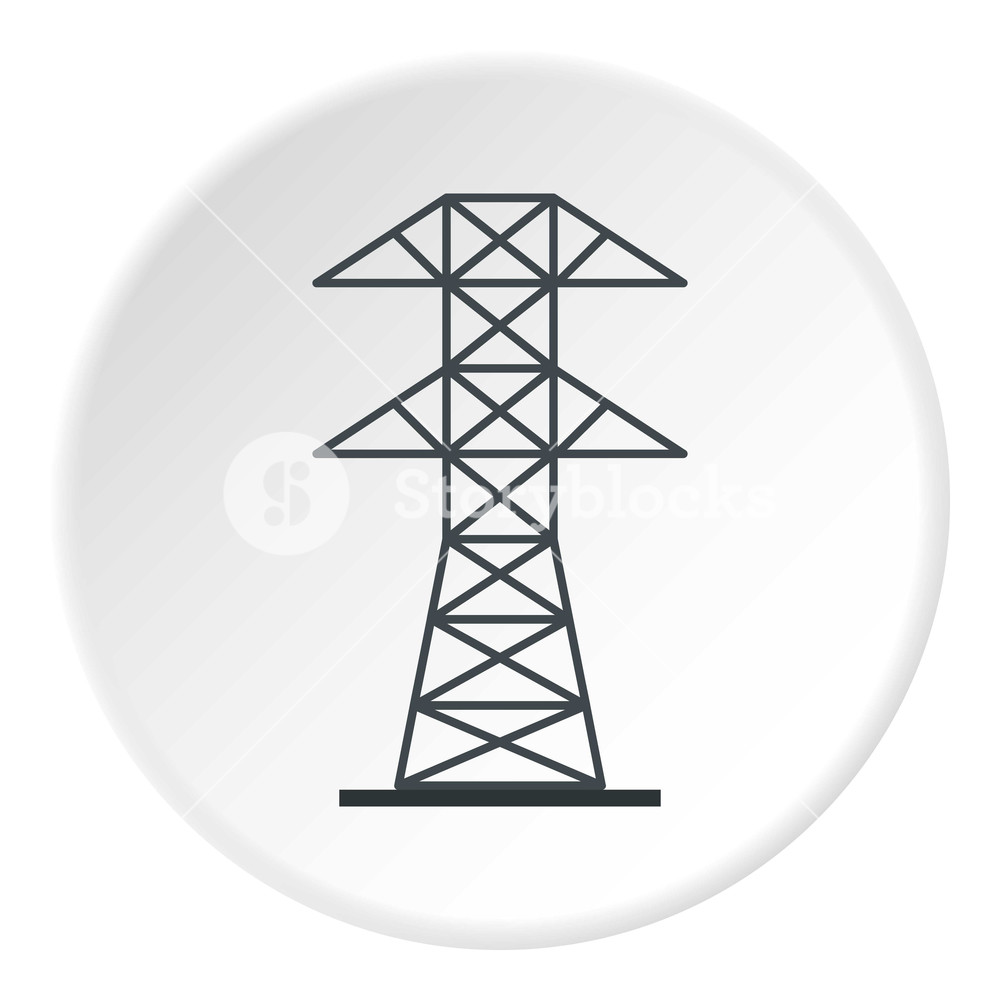 1000x1000 Electric Power Station Icon In Flat Circle Isolated On White
