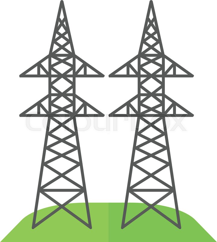 719x800 Electricity Pole Icon Flat Stock Vector Colourbox
