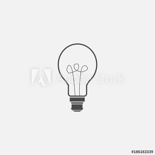 500x500 Light Bulb With Filament Vector Icon Thinking New Idea Concept