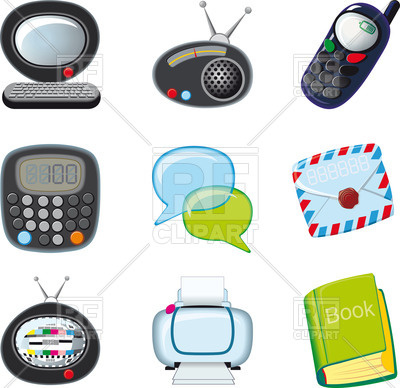 400x388 Home And Office Electronics Cartoon Icons Vector Image