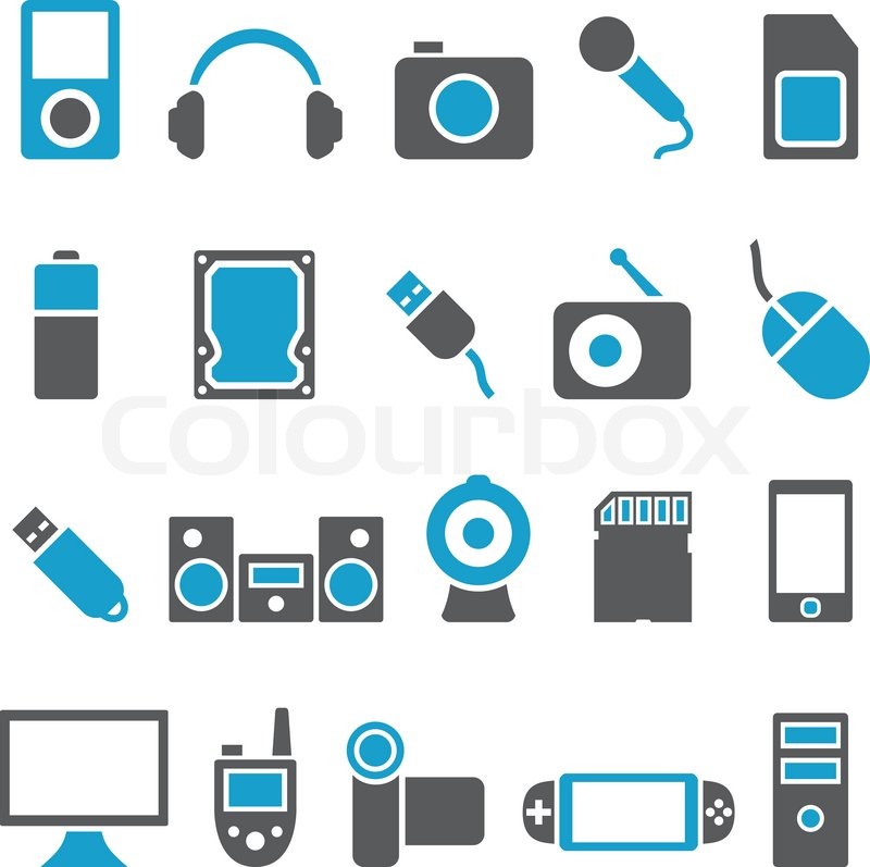 800x797 Set Vector Icons Electronics And Stock Vector Colourbox