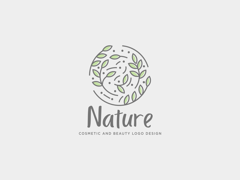 800x600 Nature Beauty Cosmetic Line Art Logo Template Icon Element