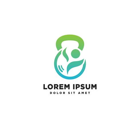 490x490 Fitness Kettlebell Human Logo Template Vector Illustration Icon