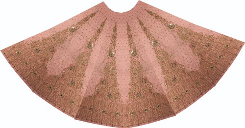 500x261 Icon India Hand Embroidery Hand Embroidered Lehenga, Viscose Satin