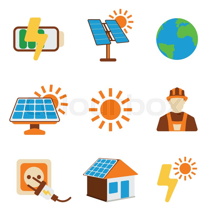 800x800 Set Of Solar Energy Icon Energy Label Stock Vector Colourbox