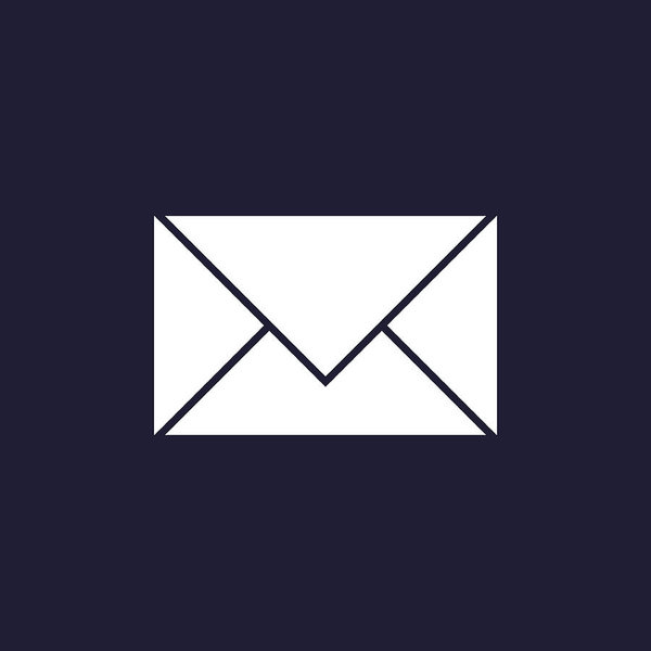 600x600 Vector Icon Envelope, Message, Mail Vector White Icon On Dark
