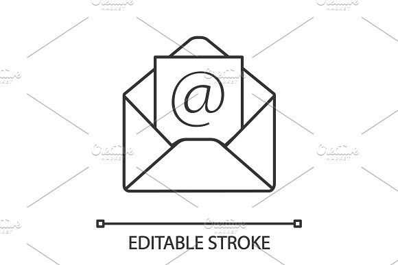 580x387 E Mail Address Linear Icon Envelope Outline Drawings, Line