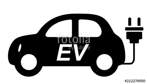 500x286 Cute Car Icon Illustration, Ev Electric Car, Black, Vector Data