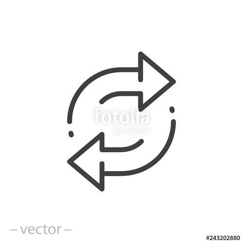 500x500 Double Reverse Arrow, Replace Icon, Exchange Linear Sign On White