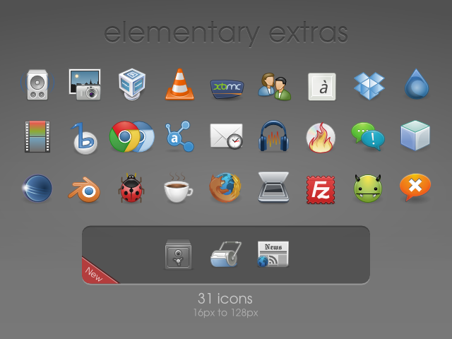 640x480 Elementary Extras Icons