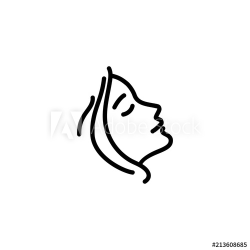 500x500 Woman Profile Line Icon Face, Cosmetology, Beautician Beauty