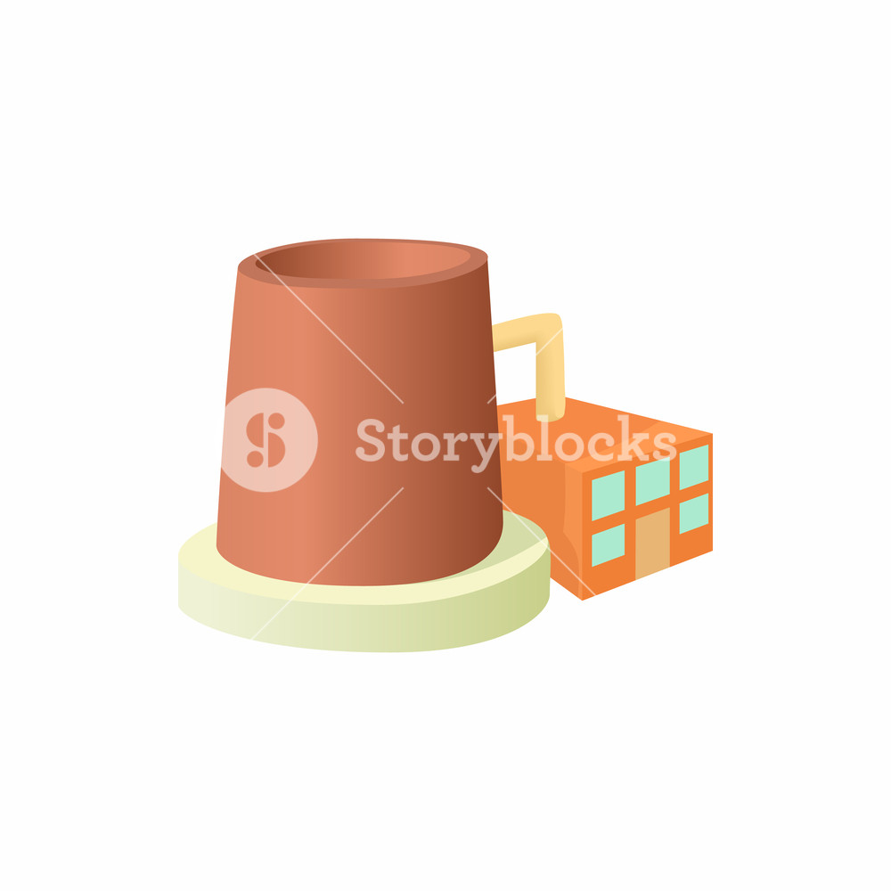 1000x1000 Factory With Cylinder To Store Chemicals Icon In Cartoon Style