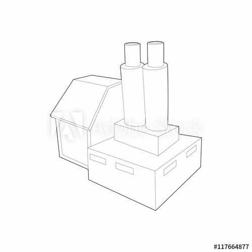 500x500 Factory With Cylinder To Store Chemicals Icon In Outline Style