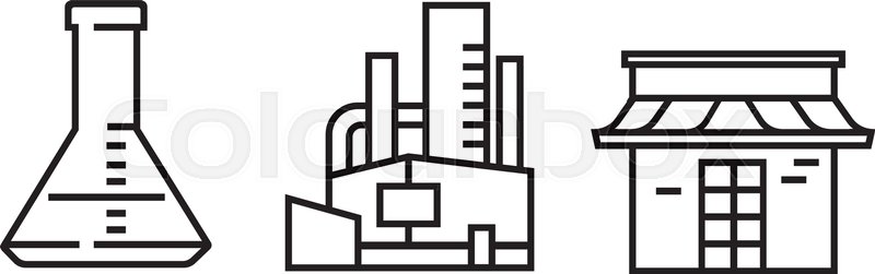 800x251 Icon Line Lab Factory And Store Stock Vector Colourbox
