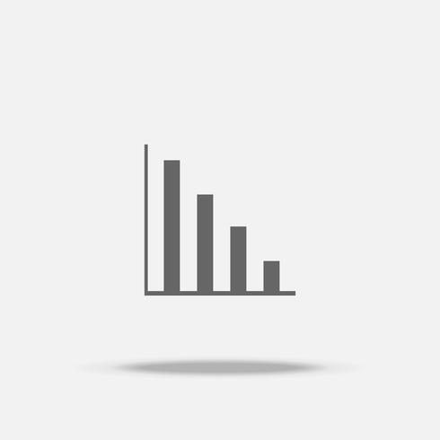 490x490 Fall Down Bar Graph Flat Design Vector Icon With Shadow