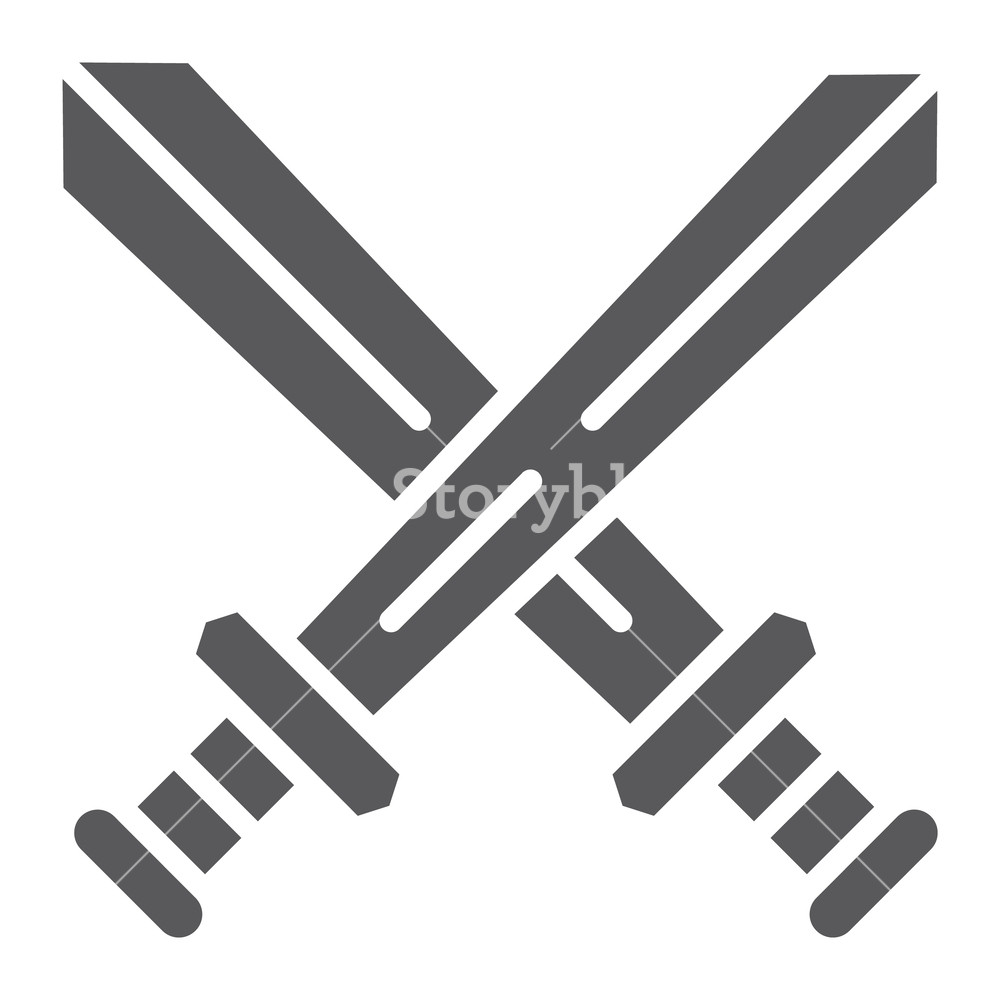 1000x1000 Fighting Glyph Icon, Game And Play, Crossed Swords Sign, Vector