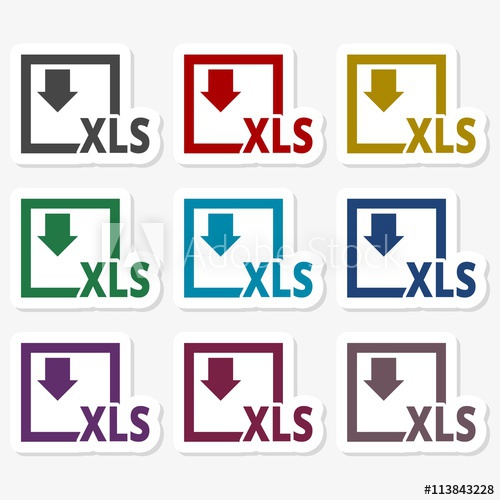 500x500 The Xls Icon, Format Symbol Sticker Set