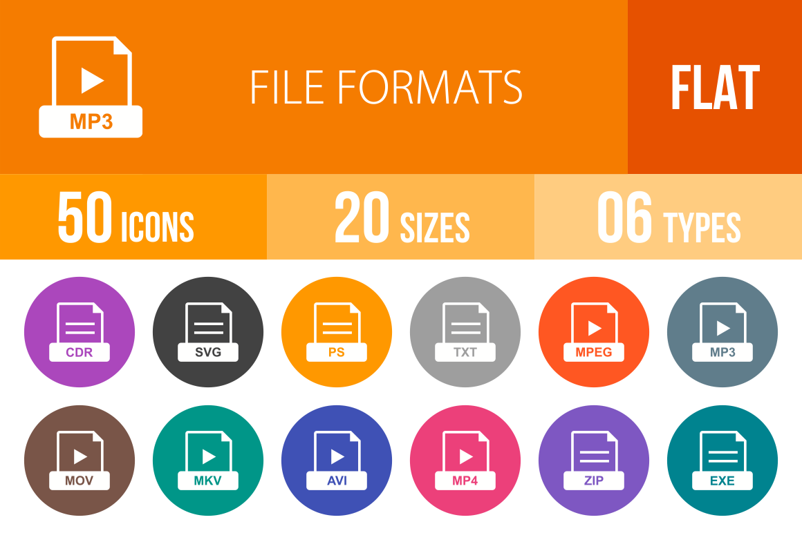 1160x772 Formats Flat Round Icons