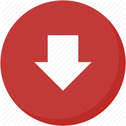512x512 Arrow, Circle, Direction, Down, Download, Navigation, Red Icon