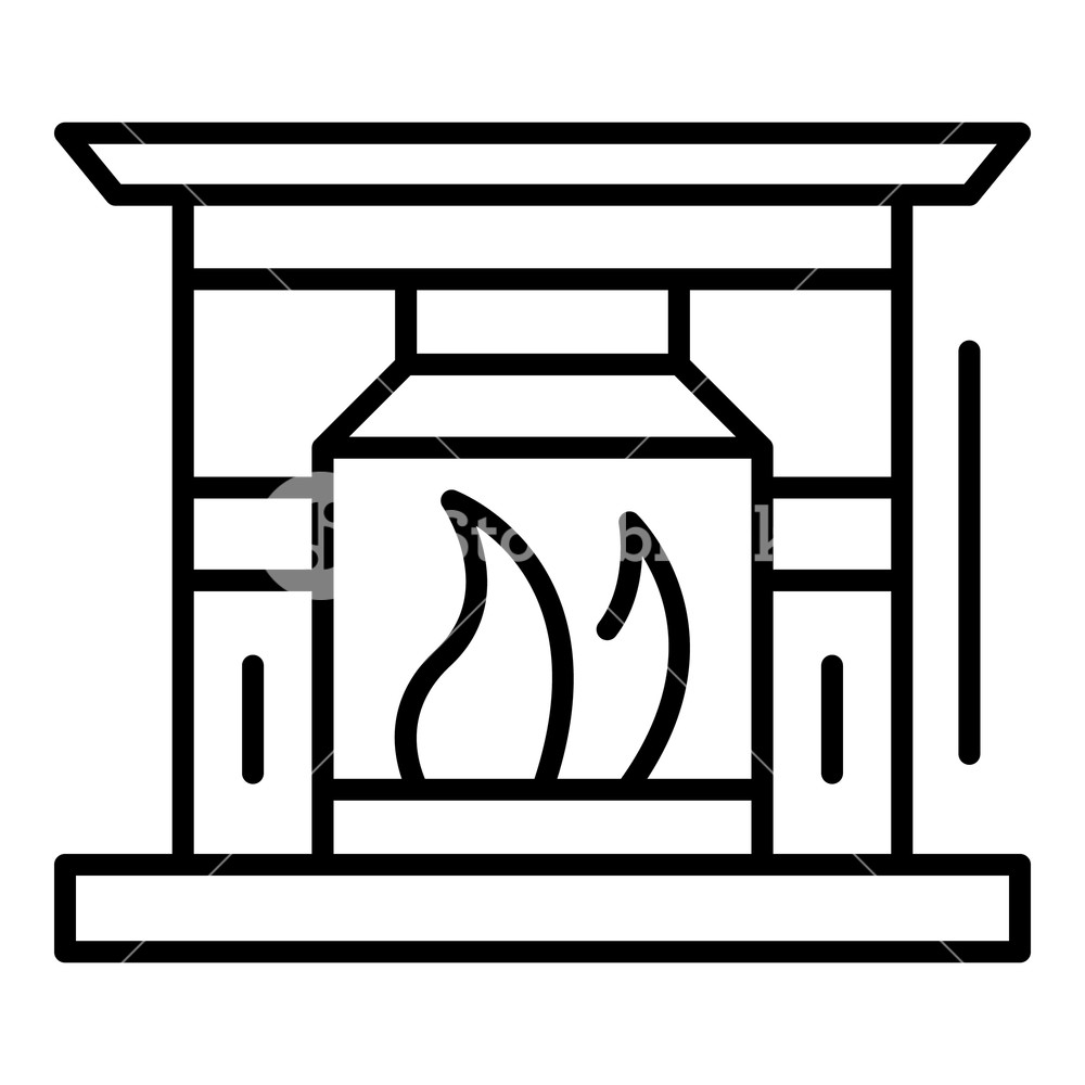 1000x1000 Fireplace Icon Outline Fireplace Vector Icon For Web Design