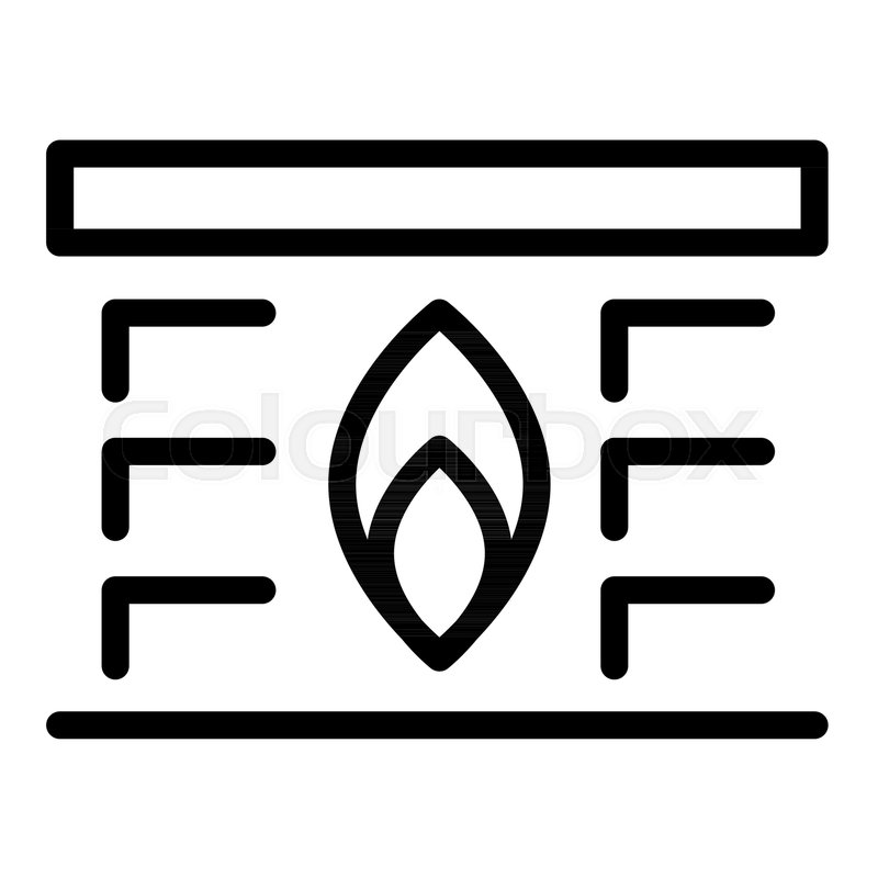 800x800 House Heating Line Icon Fireplace Stock Vector Colourbox