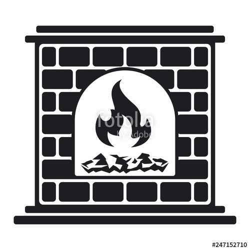 500x500 Icon Burning Fireplace, Flat Sign Hearth Vector Illustration