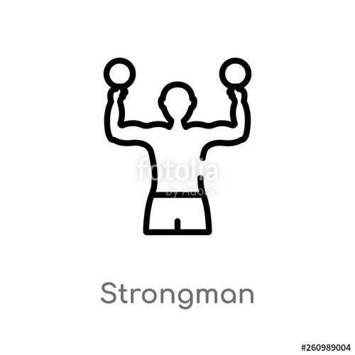 500x500 Outline Strongman Vector Icon Isolated Black Simple Line Element