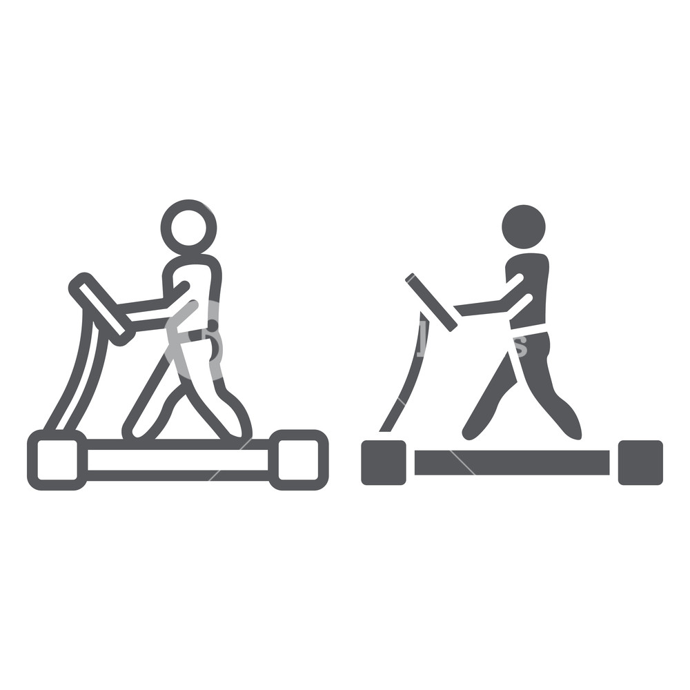 1000x1000 Treadmill Line And Glyph Icon, Fitness And Exercise, Runner Sign