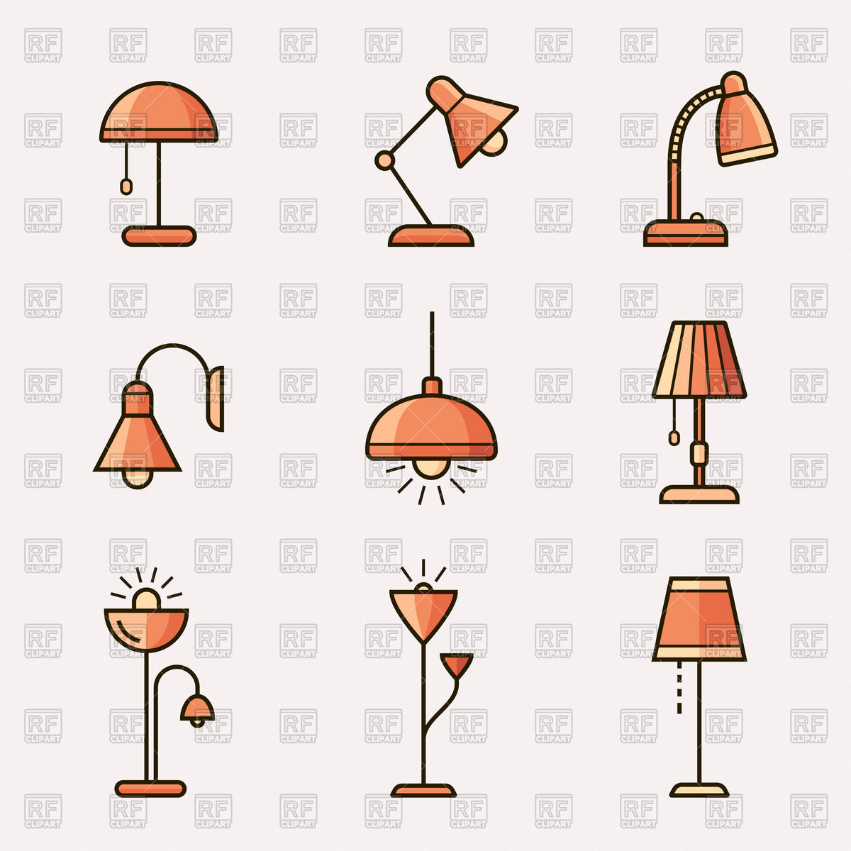 1200x1200 Light Fixtures Icon Set
