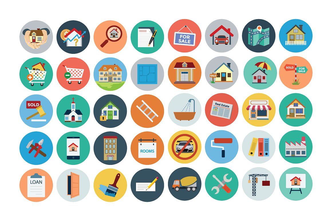 1160x772 Real Estate Flat Icons