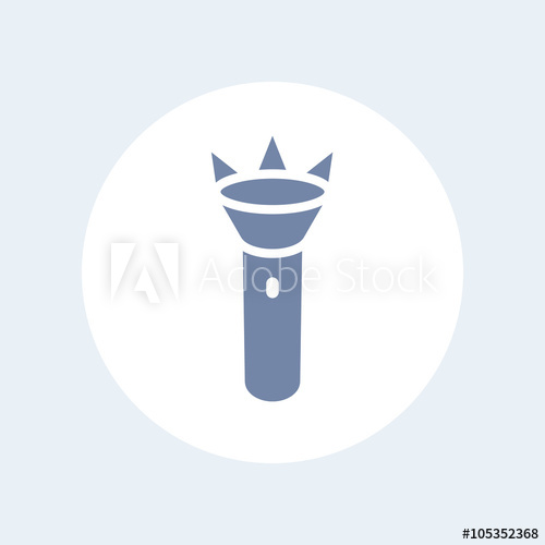 500x500 Flashlight Icon, Flashlight Pictogram, Round Isolated Icon, Vector
