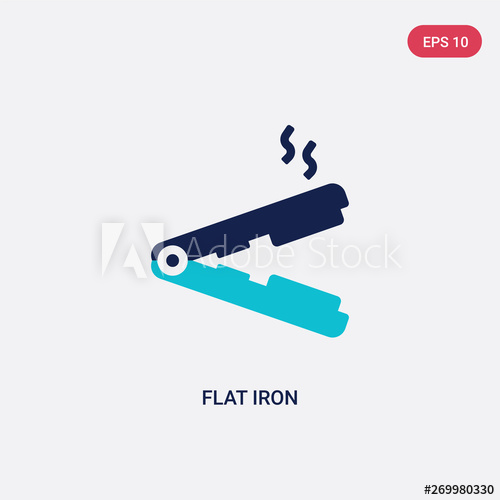 500x500 Two Color Flat Iron Vector Icon From Beauty Concept Isolated Blue