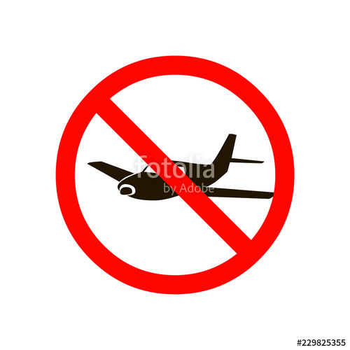 500x500 No Airplane Sign Plane Symbol Travel Icon Flight Flat Label