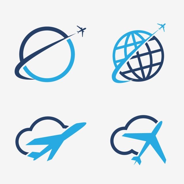 640x640 Travel Logos Set Design Airplane In Globe And Cloud Tourism Vector