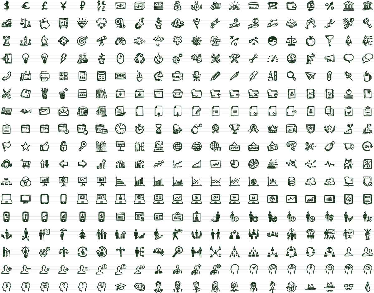 1200x941 Busy Icons Font Hand Drawn Icons In A Business Icon Font