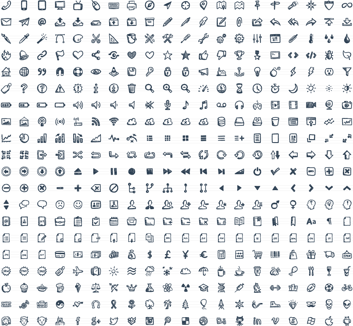 1200x1108 Hand Drawn Icon Font Jolly Icons Font