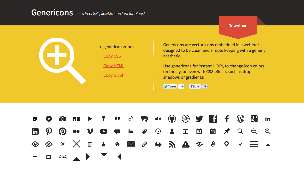 1244x700 Genericons A Free, Gpl, Icon Font For Your Site