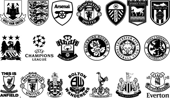 550x319 Vector Set Of Black And White Icon With Football Club It Im Not