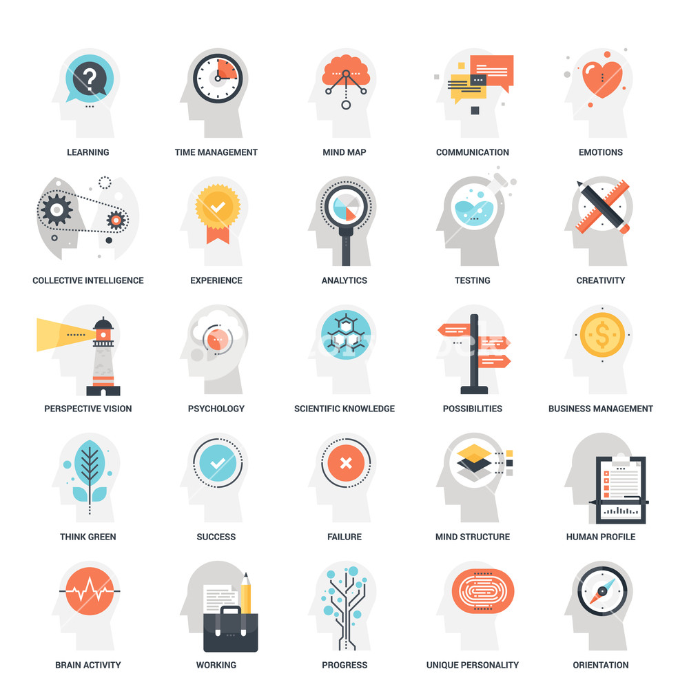 Modern Flat Vector Illustration Of Thinking And Brain Activity 1000x1000 Modern Flat Vector Illustration Of Thinking And Brain Activity