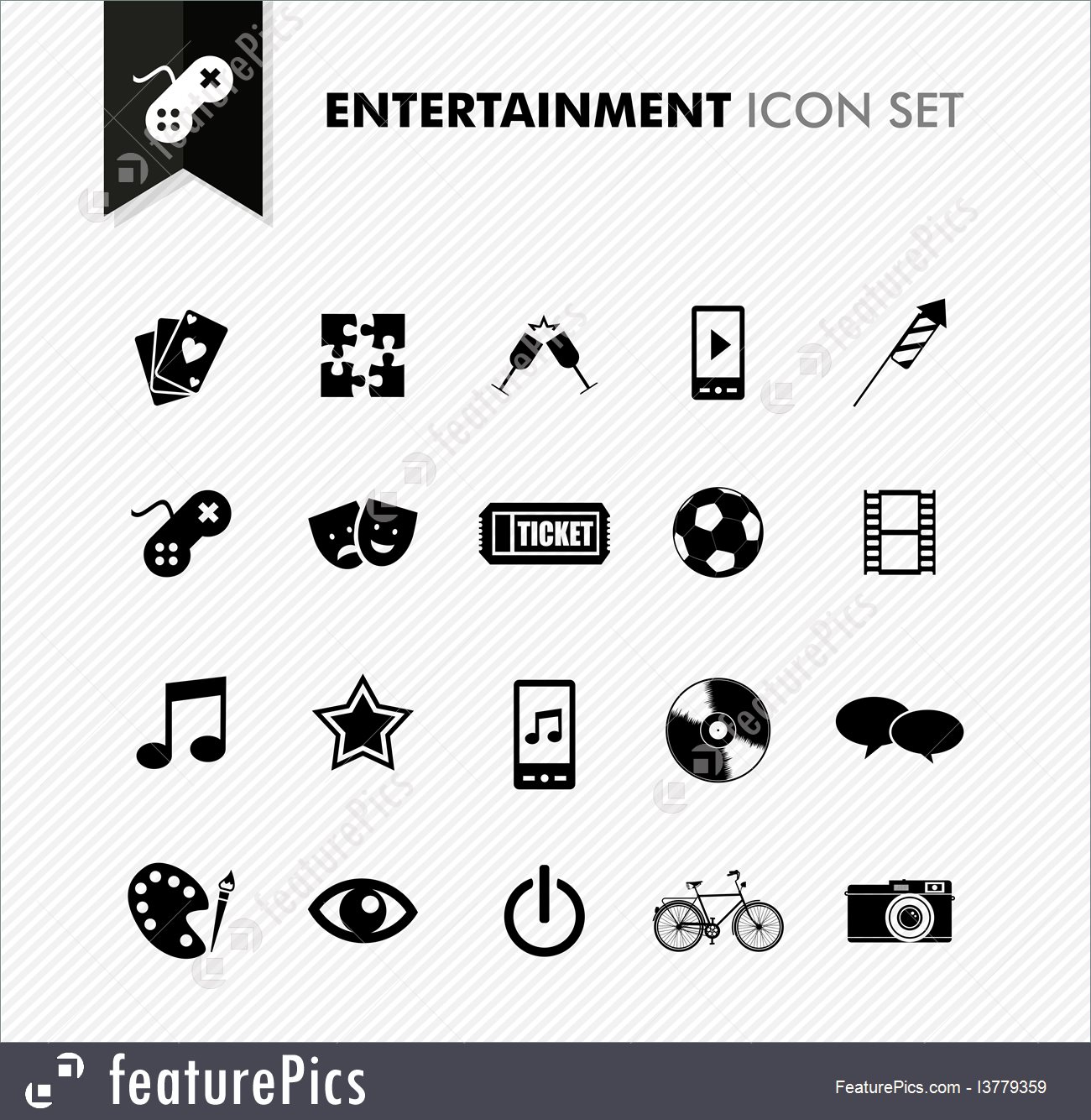 1300x1334 Entertainment Fresh Icon Set Stock Illustration