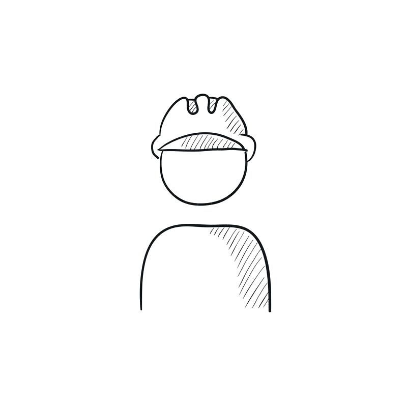 800x800 Hard Hat Drawing Worker Wearing Vector Sketch Icon Isolated